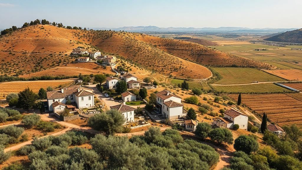 גדרה והמושבות - נוף כפרי עם בתים ושדות